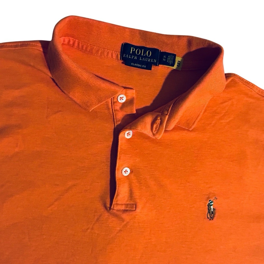 Polo Ralph Lauren Mens XL Orange Classic Fit Cotton Pony Logo Polo Shirt